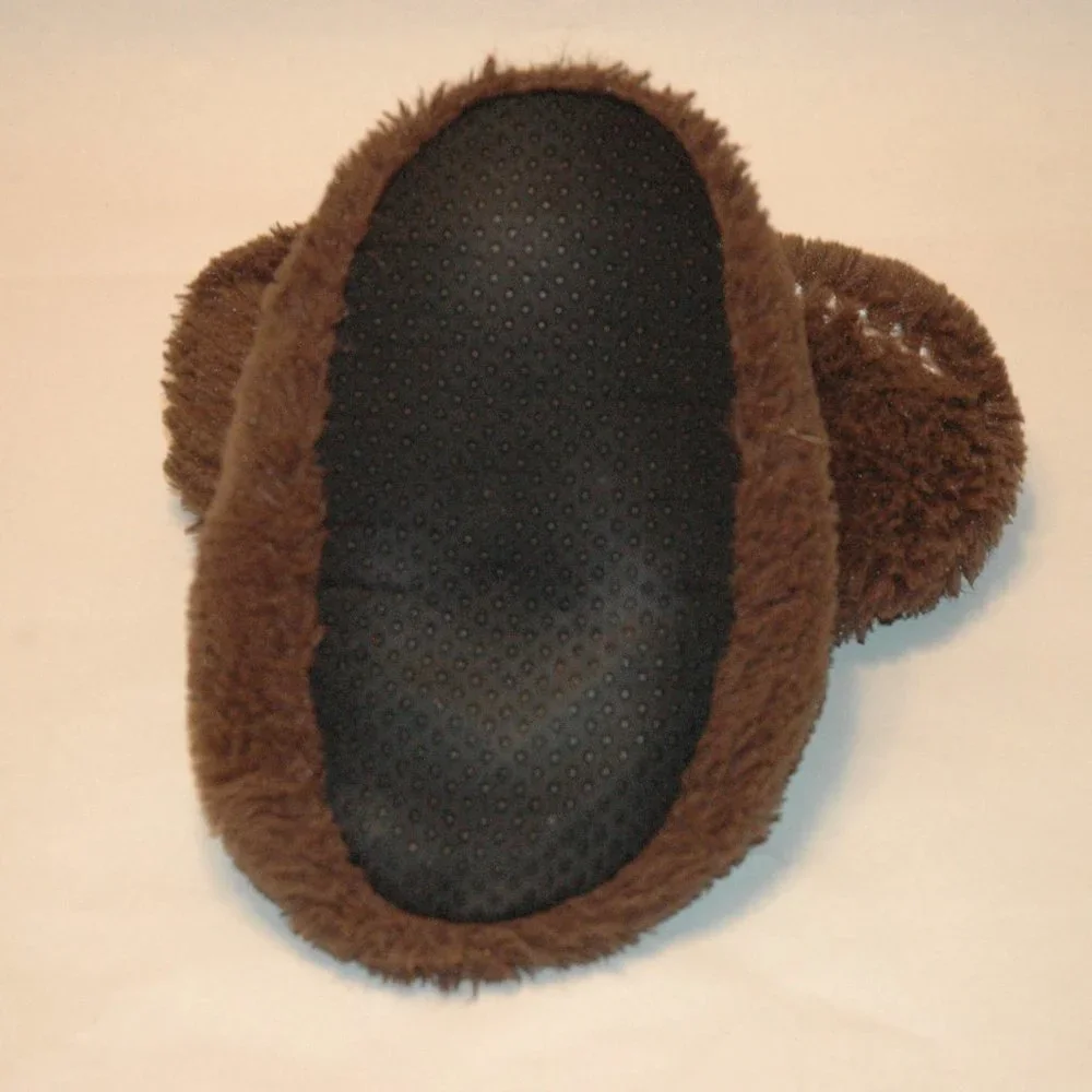 The Children's Place Youth Size 3-4 Plush Brown Football Slippers